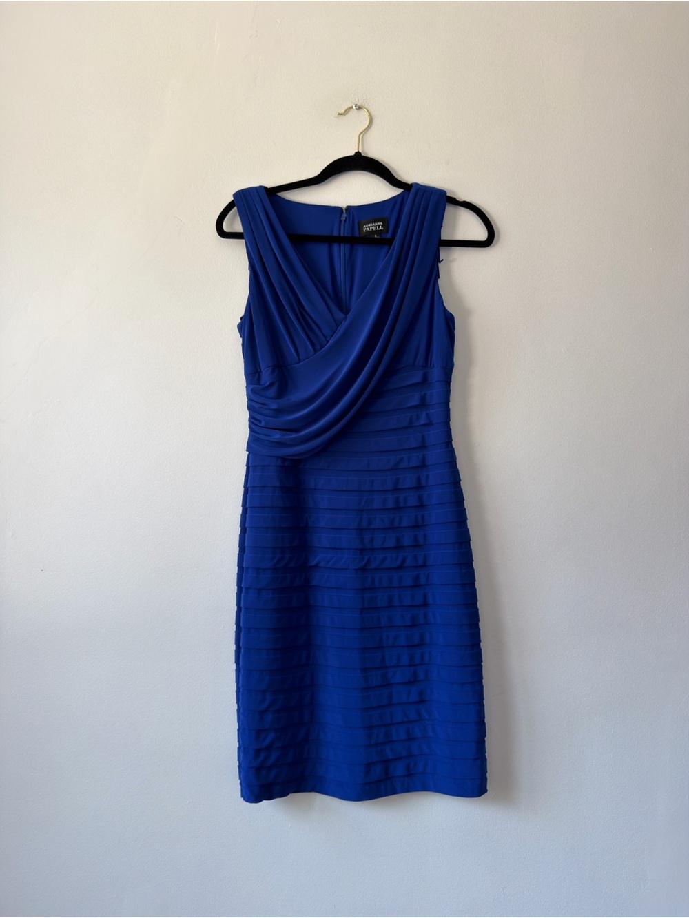 Adrianna Papell Royal Blue Draped Bandage Midi Dress